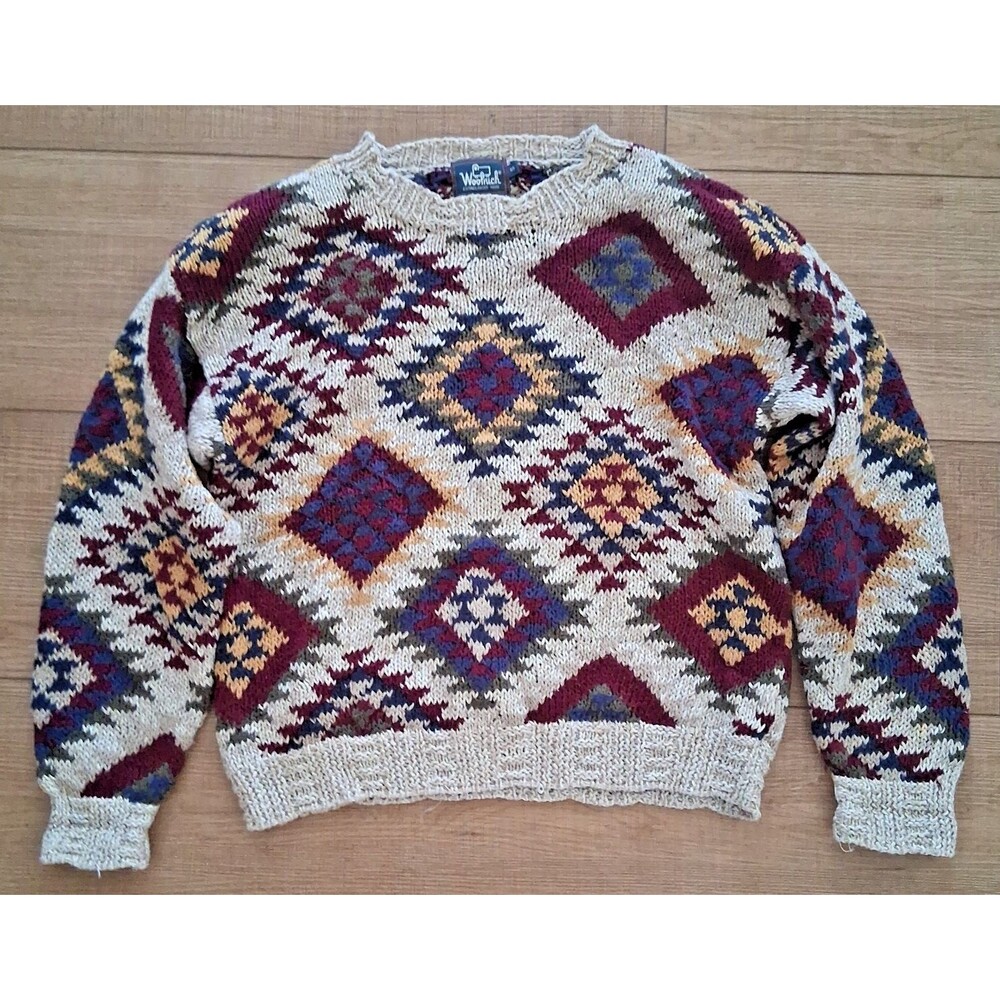 Vintage 90s Woolrich Handknit Sweater Women's S Southwestern Nordic Fair Isle